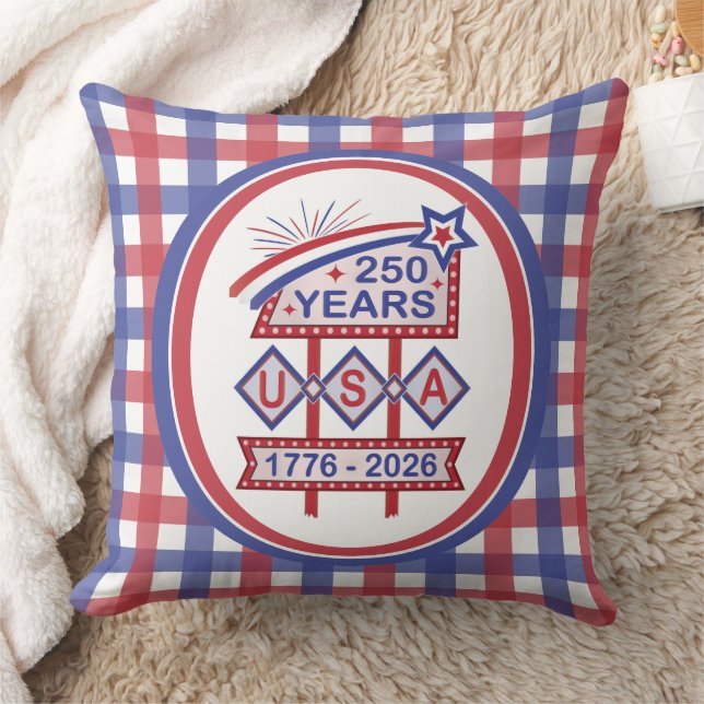 Retro USA 250-årsjubileum Fasadskylt 1776-2026 Kudde (Filt)