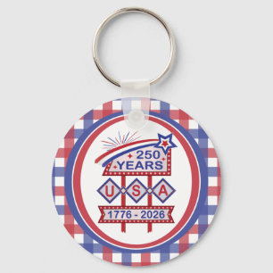 Retro USA 250-årsjubileum Fasadskylt 1776-2026 Nyckelring
