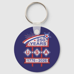 Retro USA 250-årsjubileum Fasadskylt 1776-2026 Nyckelring