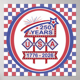Retro USA 250-årsjubileum Fasadskylt 1776-2026 Poster