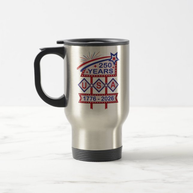 Retro USA 250-årsjubileum Fasadskylt 1776-2026 Resemugg (Vänster)