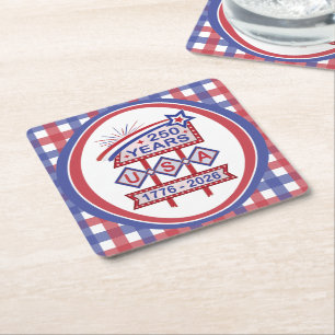 Retro USA 250-årsjubileum Fasadskylt 1776-2026 Underlägg Papper Kvadrat