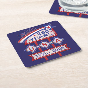 Retro USA 250-årsjubileum Fasadskylt 1776-2026 Underlägg Papper Kvadrat