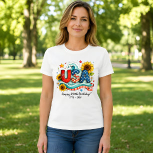 Retro USA 250-årsjubileum Solros & Våg Grafik T Shirt