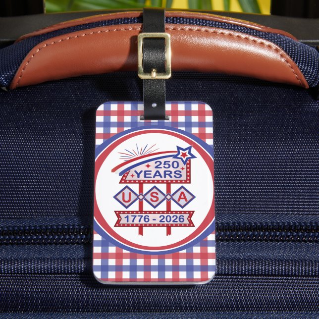 Retro USA 250-årsjubileumsskylt 1776-2026 Bagagebricka (Framsida Insitu 2)