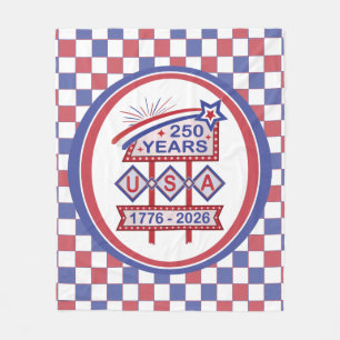 Retro USA 250-årsjubileumsskylt 1776-2026 Fleecefilt