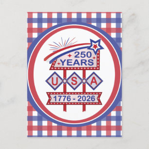 Retro USA 250-årsjubileumsskylt 1776-2026 Helg Vykort