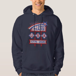 Retro USA 250-årsjubileumsskylt 1776-2026 Hoodie
