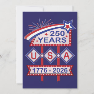 Retro USA 250-årsjubileumsskylt 1776-2026 Inbjudningar