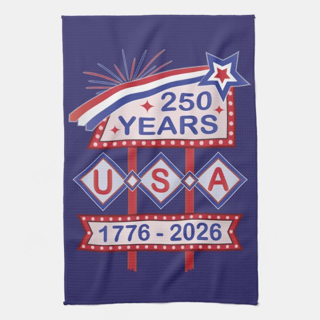Retro USA 250th Anniversary Marquee Sign 1776-2026 Kökshandduk (Vertikal)