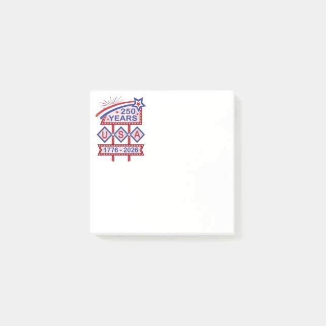 Retro USA 250th Anniversary Marquee Sign 1776-2026 Post-it Block (Framsida)