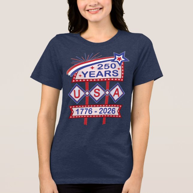 Retro USA 250th Anniversary Marquee Sign 1776-2026 T Shirt (Framsida)