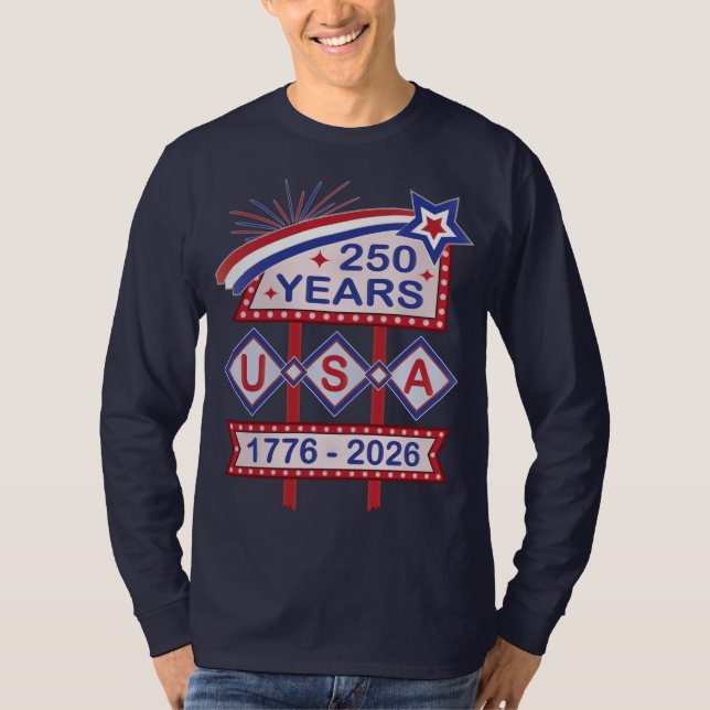 Retro USA 250th Anniversary Marquee Sign 1776-2026 T Shirt (Framsida)