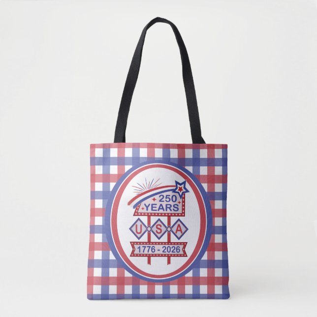 Retro USA 250th Anniversary Marquee Sign 1776-2026 Tygkasse (Framsida)
