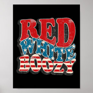 Retro Usa 4:e juli Amerika Flagga Red White Boozy Poster