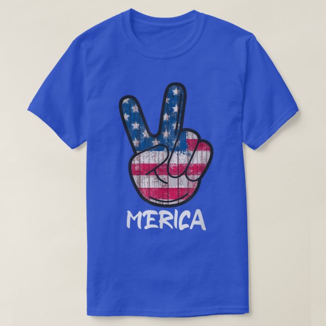 Retro USA 4:e juli Amerikanska Flagga Merica Peace T Shirt (Design framsida)