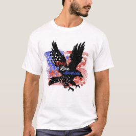 Retro USA Eagle Watercolor Long Live America Tee