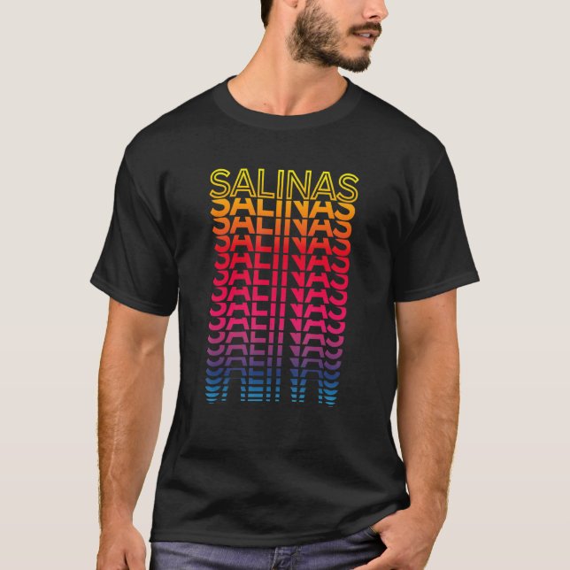 Retro Usa Färgrik Stad  Nostalgisk Salinas T Shirt (Framsida)