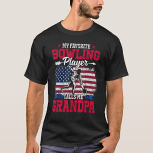 Retro USA flagga Bowling Player kallar mig Grandpa T Shirt