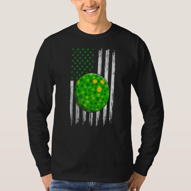 Retro USA flagga Bowling Shamrock Sports St Patric T Shirt (Framsida)