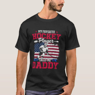 Retro USA flagga Hockey Player ringer pappa 4th Ju T Shirt