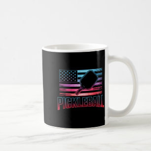 Retro usa flagga patriotisk pickleball paddel spel kaffemugg