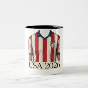 Retro USA-fotbollströja i patriotisk röd-vit stil Två-Tonad Mugg