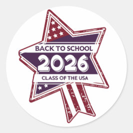 Retro USA Klass 2026 Back to school Runt Klistermärke