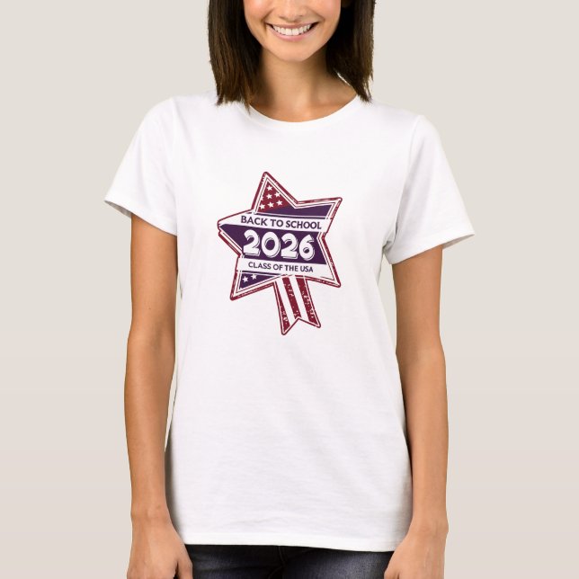 Retro USA Klass 2026 Back to school T Shirt (Framsida)