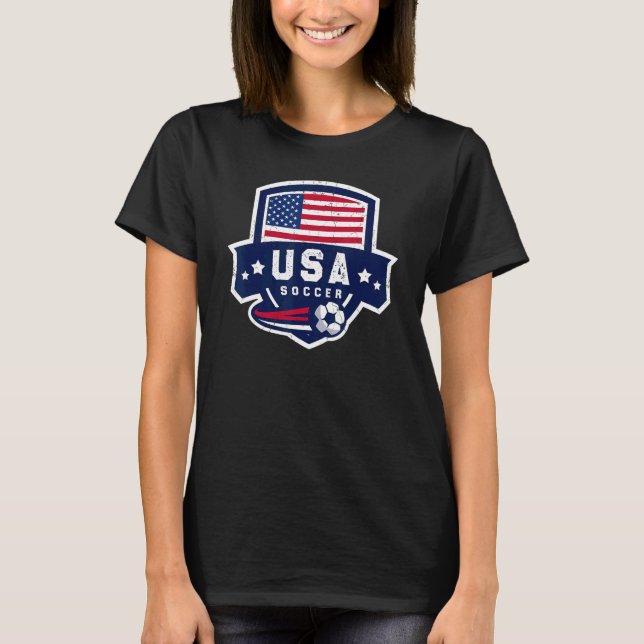 Retro USA: s fotbollslag American Flagga Patriotic T Shirt (Framsida)