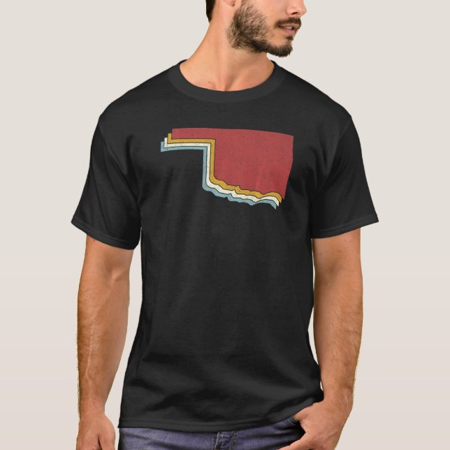 Retro USA:s Vintage Karta Oklahoma T Shirt (Framsida)