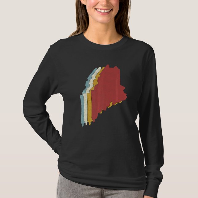 Retro USA State  Vintage Map Maine T Shirt (Framsida)