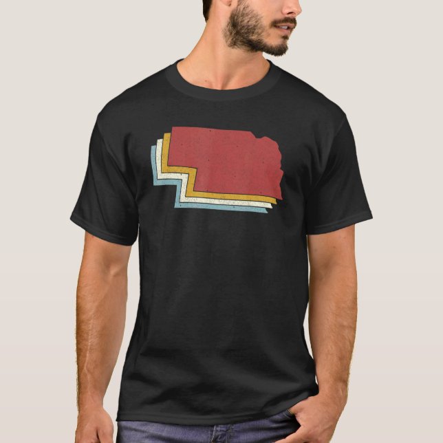 Retro USA State   Vintage Map Nebraska T Shirt (Framsida)
