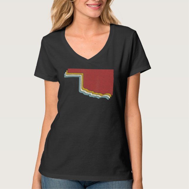 Retro USA State   Vintage Map Oklahoma T Shirt (Framsida)