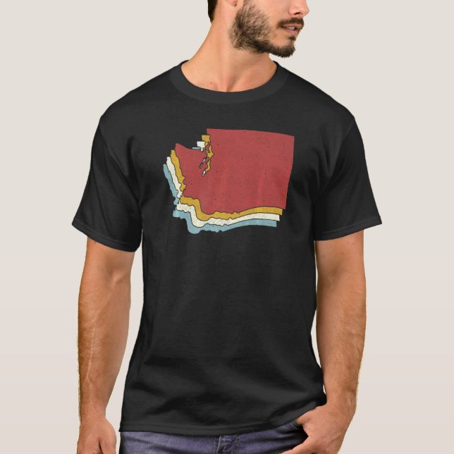 Retro USA State  Vintage Map Washington T Shirt (Framsida)
