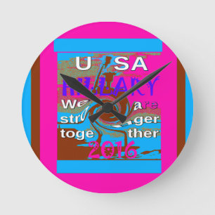 Retro USA Stronger Together Abstrakt Art Print Rund Klocka