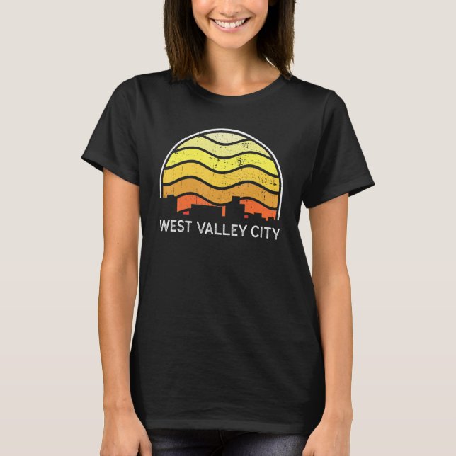 Retro Utah West Valley City Visitors Skyline Vinta T Shirt (Framsida)