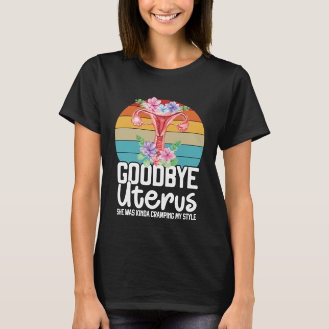 Retro Uterus Support Hysterectomy Recovery Product T Shirt (Framsida)