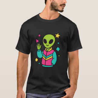 Retro utomjordinge i neonjacka | 80-tals Sci-Fi ve T Shirt