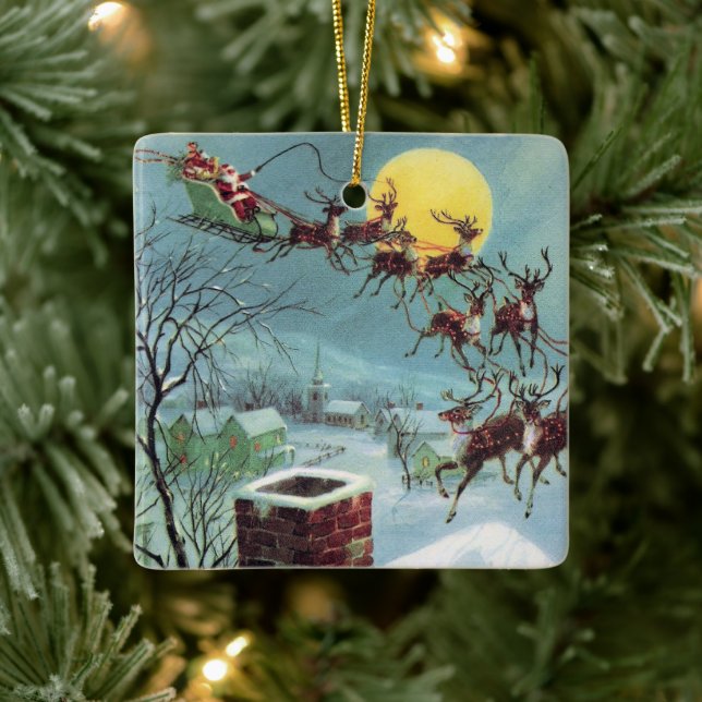 retro v intage jultomten add sentiment julgransprydnad keramik (Träd)