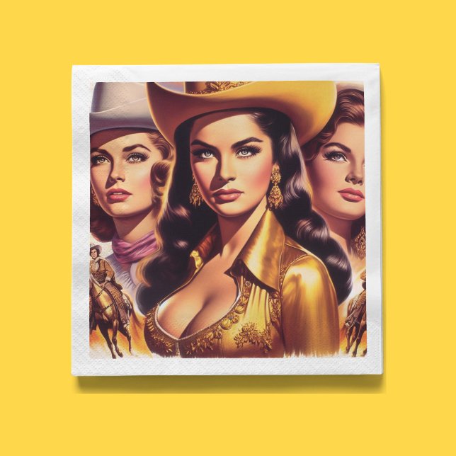 Retro Vackra Cowgirls Pappersservett (Skapare uppladdad)