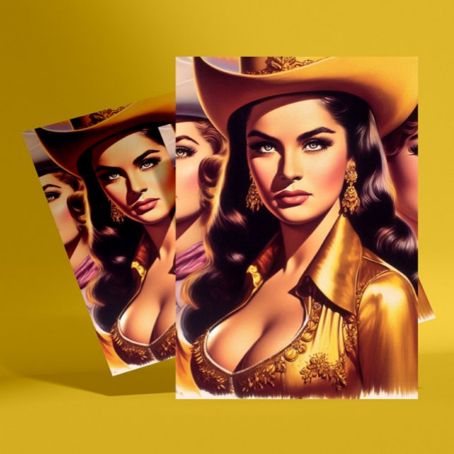 Retro Vackra Cowgirls Vykort (Skapare uppladdad)
