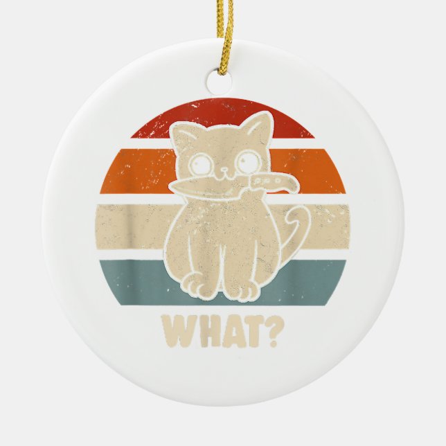 Retro vad katt Knivar betyder för Kattunge för för Julgransprydnad Keramik (Framsidan)