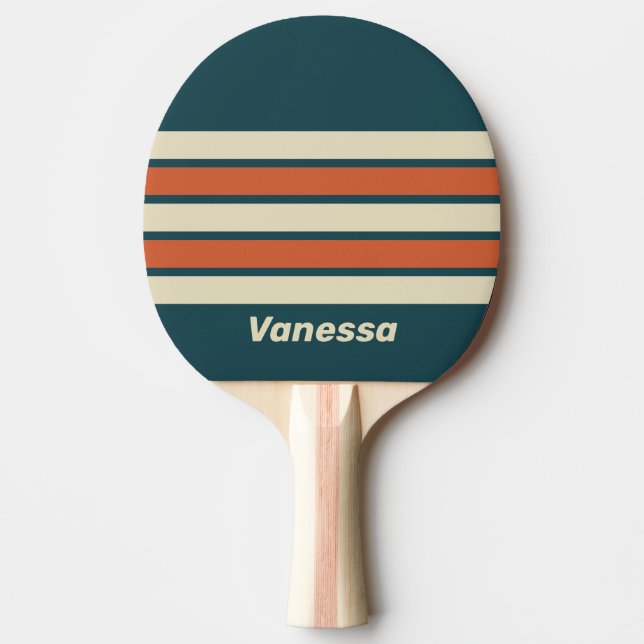 Retro Våg över Ränder med Namn Pingisracket (Framsidan)