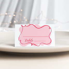 Retro-vågans rosa och röd möhippa placeringskort