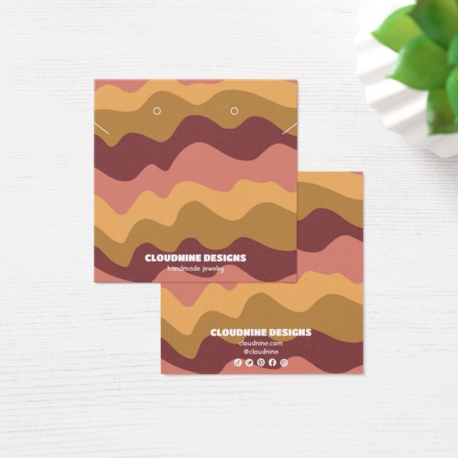 Retro Vågar Earring Necklace Juelry Visning Card Fyrkantigt Visitkort (Skivbord)