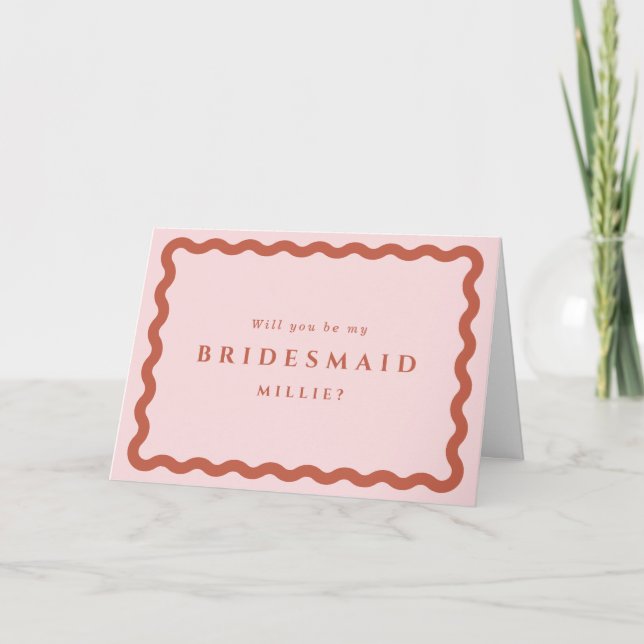 Retro Vågar  & Terracotta Bridesmaid Frieri Kort (Framsida)