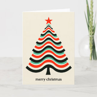 Retro Vågig Geometrisk Julgran God Jul Helgkort