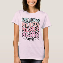 Retro Vågig Pilates Staplade Typografi Pastell Est T Shirt