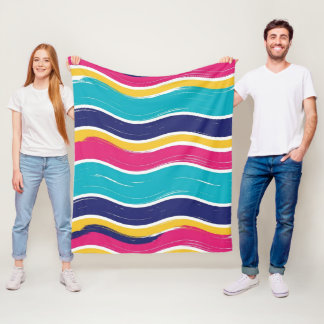 Retro Vågig Randig Sömlös Mönster Fleecefilt